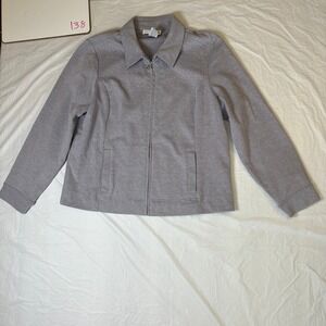 C.D. Petites Gray studded rhinestone Zip Front Jacket Women's Size M Petite